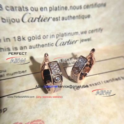 Perfect Replica AAA Cartier Love 925 Sterling Rose Gold Earring Diamond Earring
